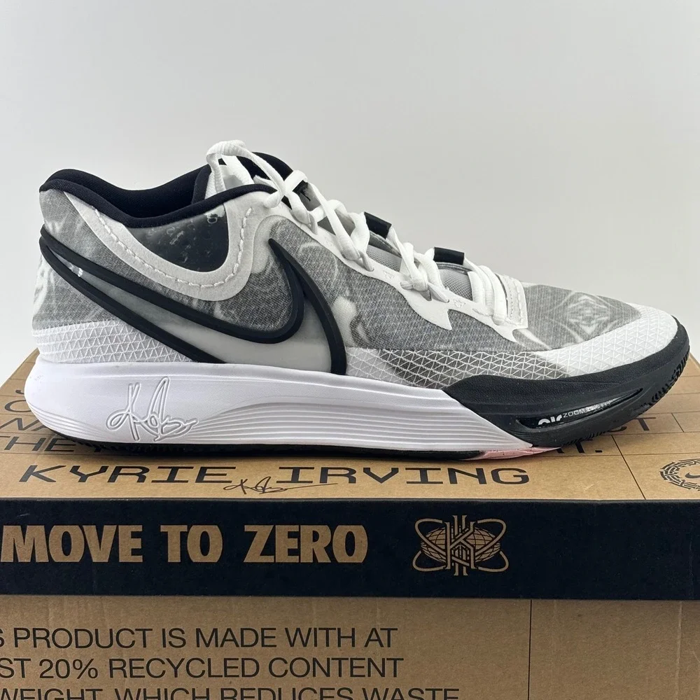 Nike Kyrie Low 5 Mens 13 White Black Marble DJ6012-101 Basketball Sneakers